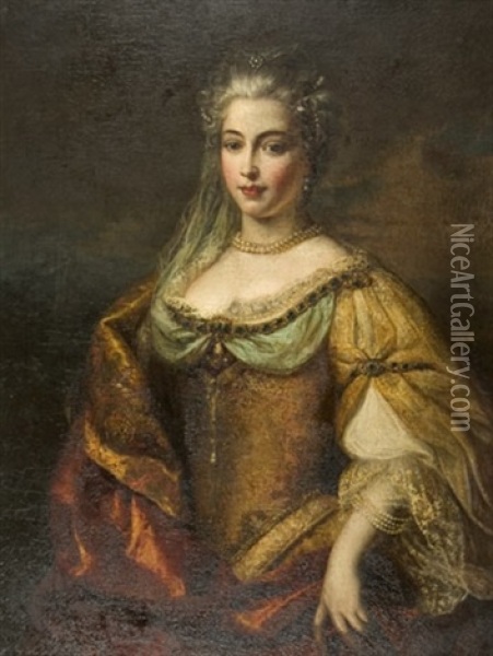 A Lady Of Quality Oil Painting - Nicolas de Largilliere