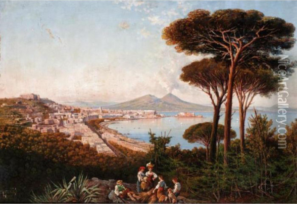 Overlooking Naples Oil Painting - Consalvo Carelli