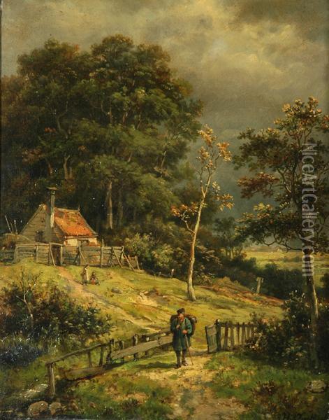 The Wayfarer Oil Painting - Hendrik Pieter Koekkoek