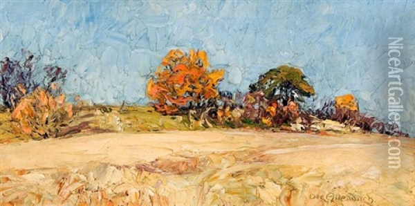Feldrain Im Herbst (mit Kiefer) Oil Painting - Otto Altenkirch