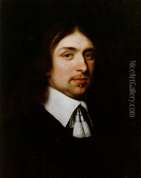 Portrait Of Aman Wearing Black Coat With A White Collar Oil Painting - Willem Willemsz van der Vliet