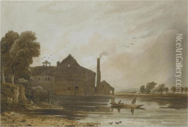 A River Scene Oil Painting - John Varley