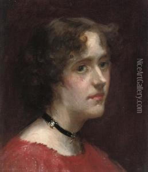 Portrait Of Kitty Shannon Oil Painting - James Jebusa Shannon