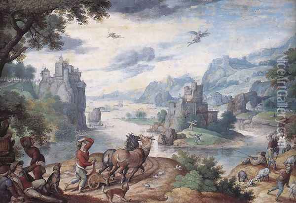 Landscape with the Fall of Icarus Oil Painting - Hans Bol