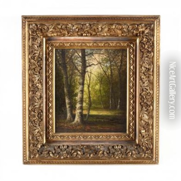 Forest Interior Oil Painting - Carl Christian Brenner