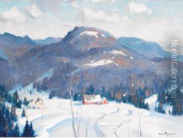Winter Afternoon, St. Adele Country Oil Painting - Eric John Benson Riordon