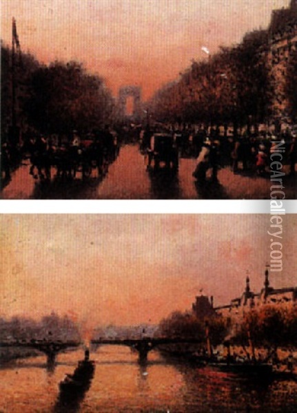 Parisian Street Scene Oil Painting - Joaquin Miro