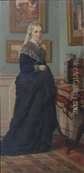 Portrait Of Mrs Simonds Oil Painting - John Collingham Moore