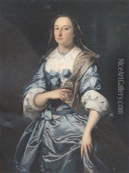 Portrait Of Elizabeth Greystone Of Blakesware Park, Widford, Hertford Oil Painting - Thomas Bardwell
