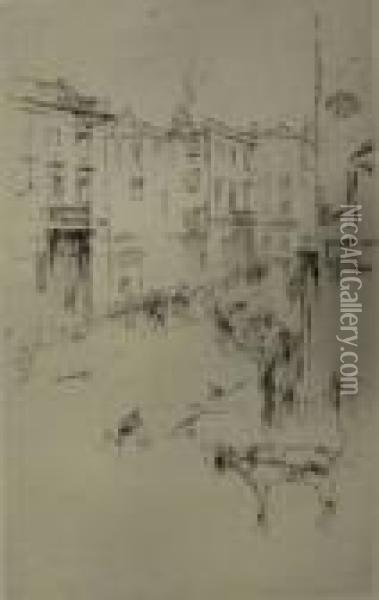 A Street In London Oil Painting - James Abbott McNeill Whistler