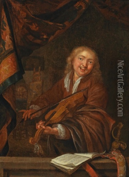 The Violinist Oil Painting - Dominicus van Tol