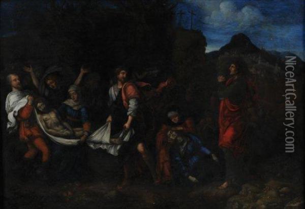 La Mise Au Tombeau Oil Painting - Andrea Mantegna