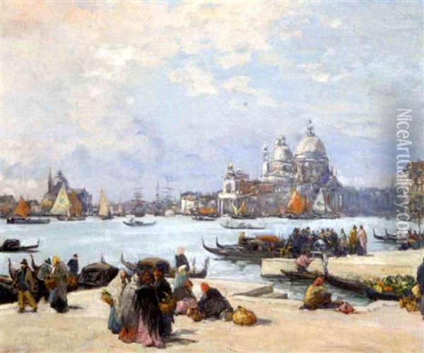 Venise, La Salute Et Le Grand Canal Vers La Piazetta Oil Painting - Fernand Marie Eugene Legout-Gerard