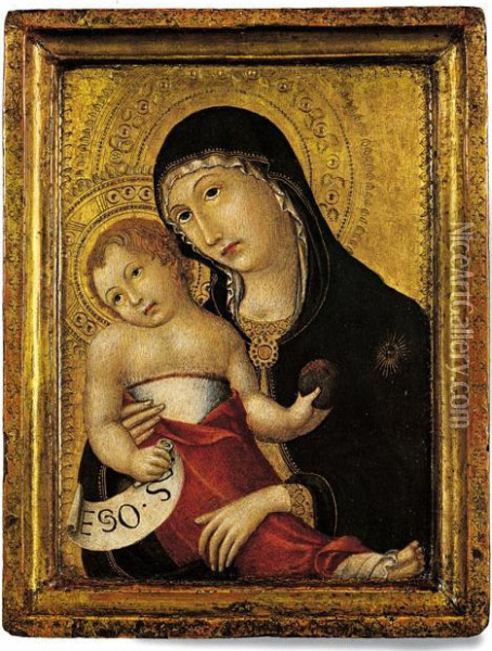 Madonna Col Bambino Oil Painting - Ansano Mancio Di Sano Di Pietro