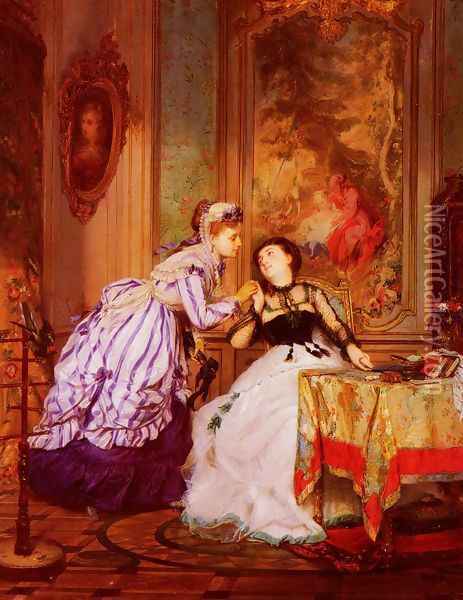 A Warm Reception Oil Painting - Charles Edouard Boutibonne