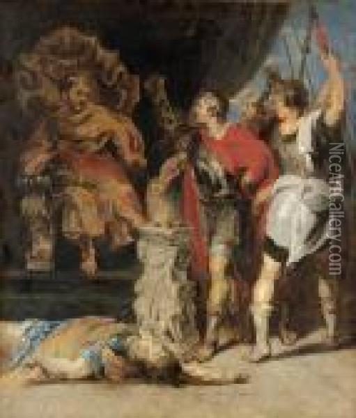 Mucius Scaevola Infor Kung Porsenna Oil Painting - Peter Paul Rubens
