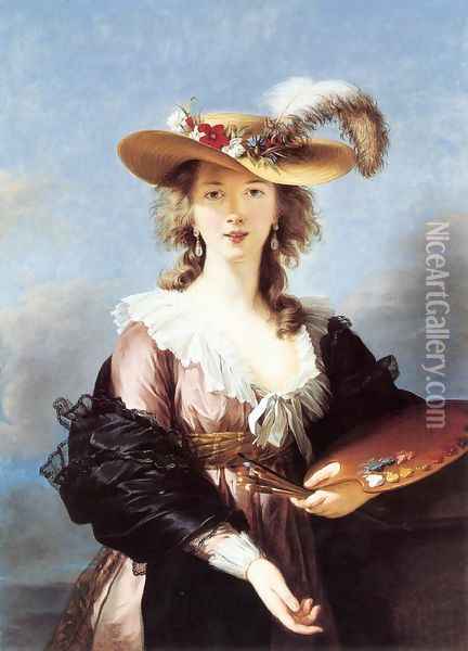Self-Portrait in a Straw Hat (after 1782) Oil Painting - Elisabeth Vigee-Lebrun