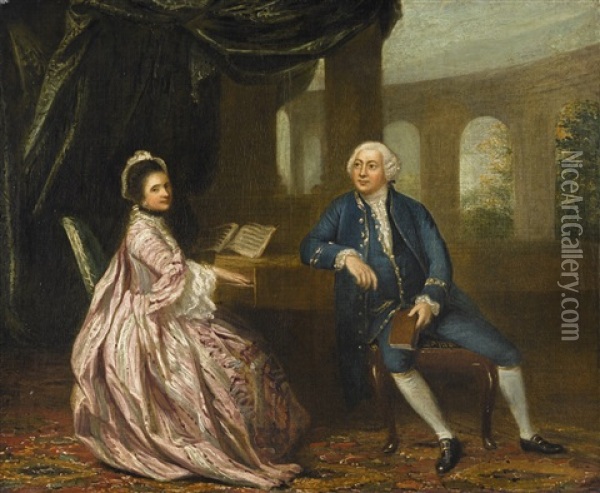 Portrait Of David Ashton Of Ashbrook, Stockton, And His Wife Penelope Oil Painting - Johann Joseph Zoffany