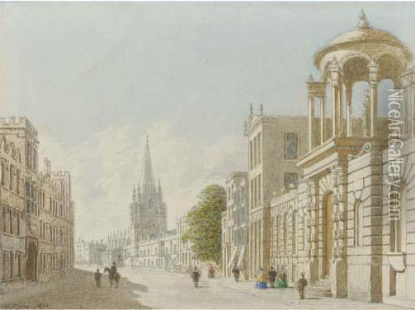University College, St Mary's Church And Queen's College, Oxford Oil Painting - George Pyne