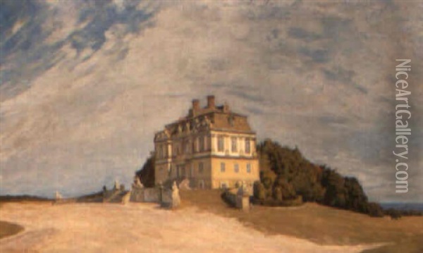 A Mansion By The Sea Oil Painting - Gerhard Lichtenberg Blom