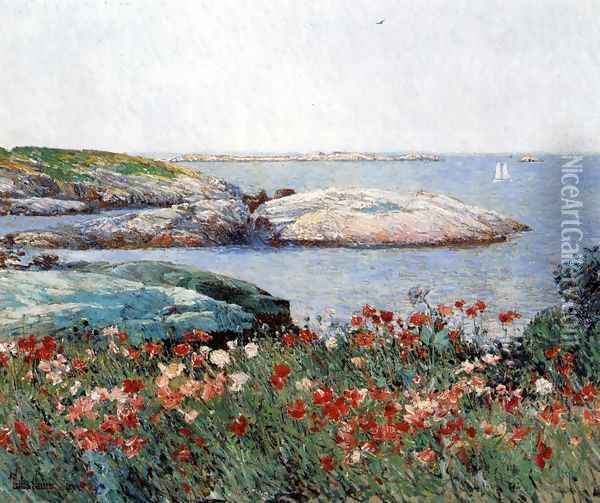 Poppies, Isles of Shoals I Oil Painting - Frederick Childe Hassam