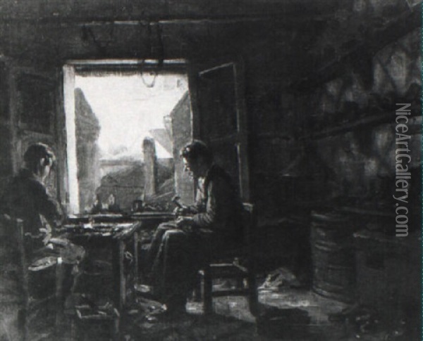 In Der Schusterwerkstatt Oil Painting - Henri de Braekeleer
