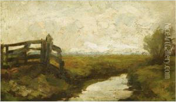 Irrigation Ditch With Wood Gate At Left Oil Painting - Piet Mondrian