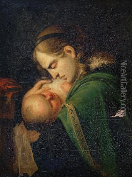 Mother And Baby Oil Painting - Benjamin West