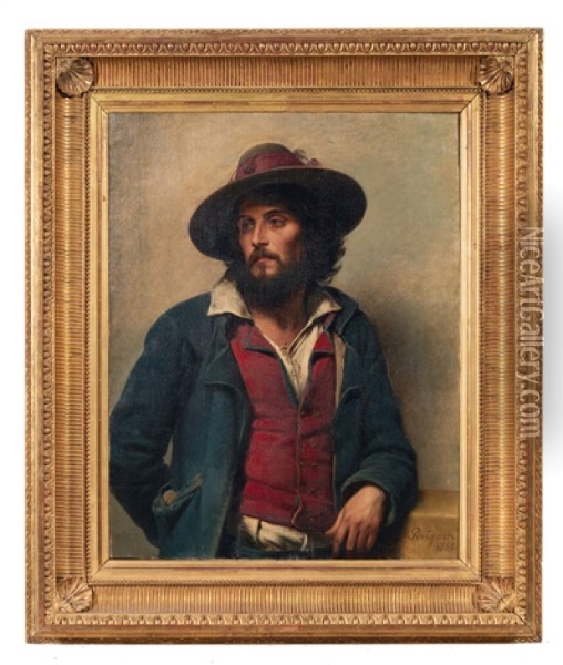 Portrait D'un Italien Oil Painting - Alexis Joseph Perignon