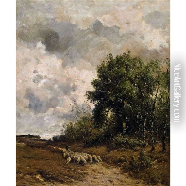 Schafherde Am Waldrand Oil Painting - Louis Willem Van Soest