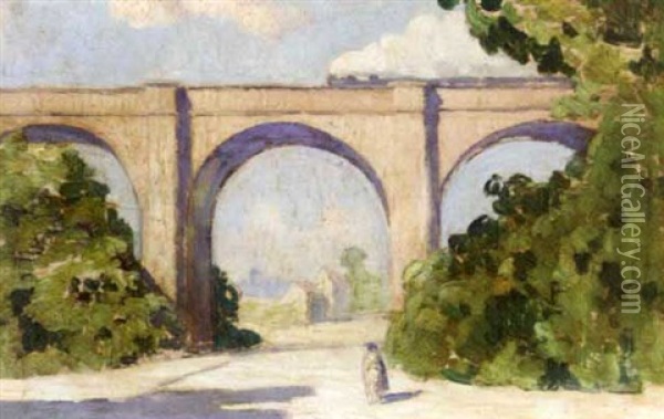 Under The Railway Bridge Oil Painting - Paul Emile Lecomte
