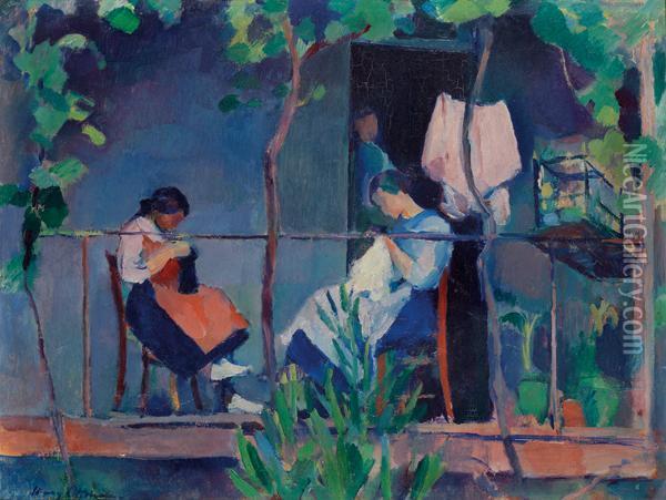 Jeunes Femmes Au Jardin Oil Painting - Henri Ottmann