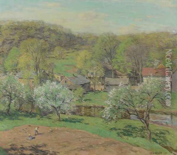 Village in Late Spring Oil Painting - Willard Leroy Metcalf