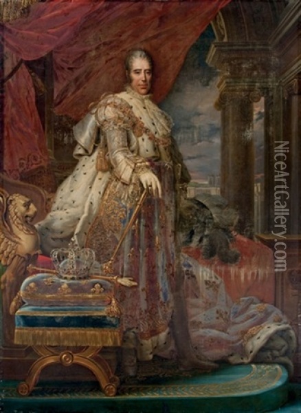 Portrait Du Roi Charles X En Costume De Sacre (after Baron Francois Gerard) Oil Painting - Louis Ducis
