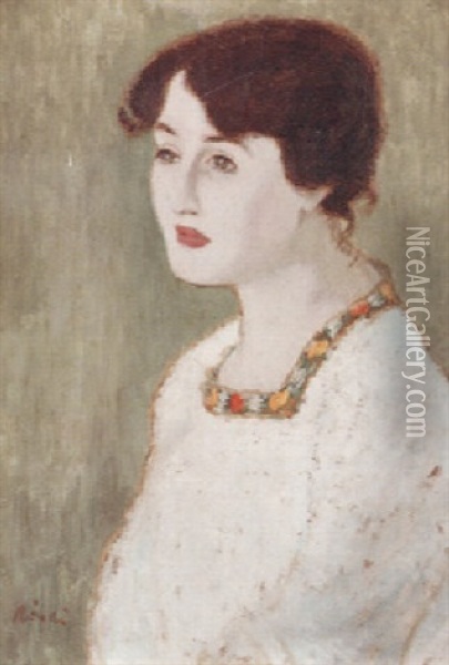 Portrait De Femme Oil Painting - Jozsef Rippl-Ronai