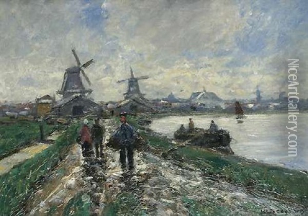 Muhlen Am Fluss Oil Painting - Helmuth Liesegang