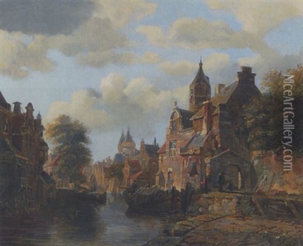 Niederlandische Stadtansicht Oil Painting - Wijnand Jan Joseph Nuyen