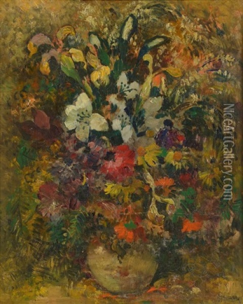 Pot De Fleurs Oil Painting - Paul Elie Gernez