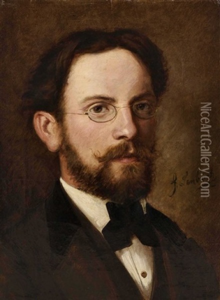 Portrait Eines Herren Mit Brille Oil Painting - Franz Seraph von Lenbach