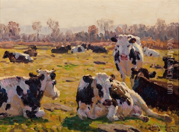 The Pasture Oil Painting - Edward Charles Volkert