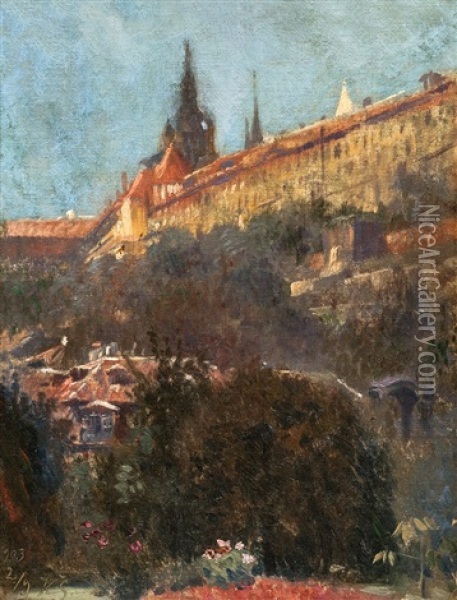 Pohled Na Prazsky Hrad Oil Painting - Karel Spillar