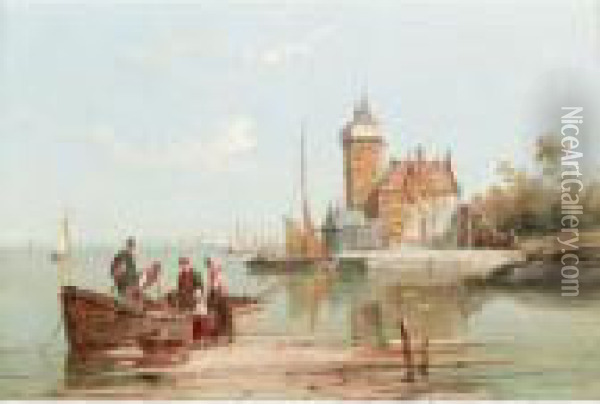 The House De Emm, Amsterdam; Zerekzee On The Scholdt Oil Painting - William Raymond Dommersen