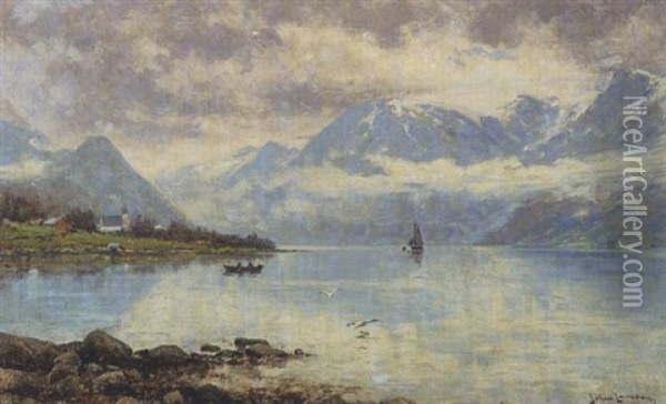 Haranger Fjord In Norwegen Oil Painting - Johan Larssen