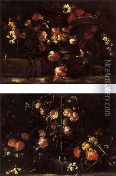 Natura Morta Con Composizione Floreali Oil Painting - Margherita Caffi