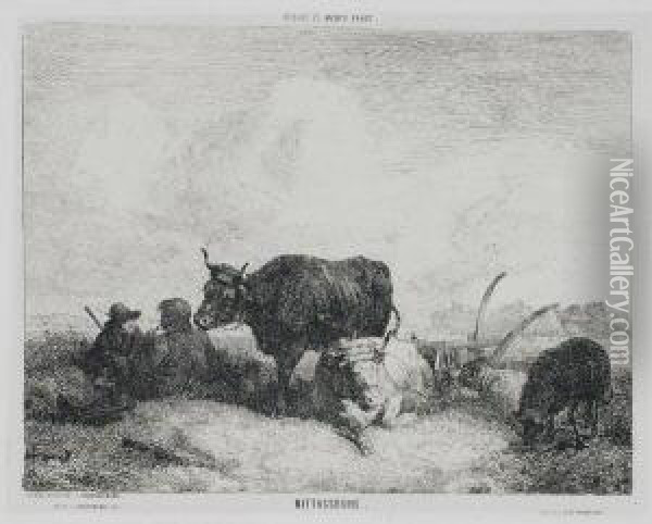 Rastende Bauern Mit Vieh Oil Painting - Sebastian Habenschaden