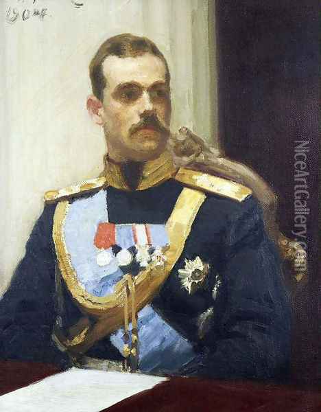 Portrait of member of State Council Grand Prince Mikhail Aleksandrovich Romanov Oil Painting - Ilya Efimovich Efimovich Repin