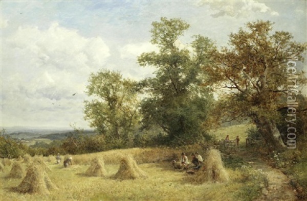 A Cornfield At West Malvern Oil Painting - David Bates