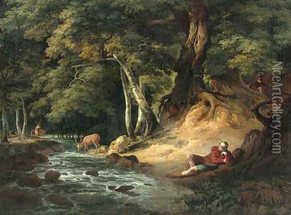 Jacques and the Wounded Stag Oil Painting - William and Romney, George Hodges