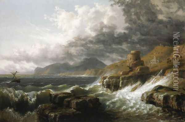 Sestri-Genoese Coast Oil Painting - Russell Smith