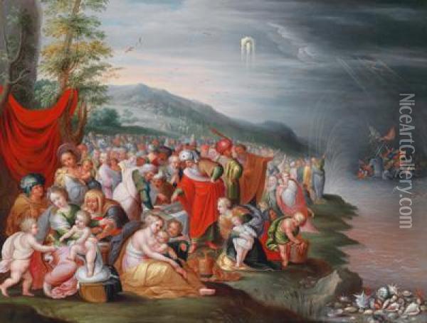 Moses Unddie Israeliten Am Roten Meer Oil Painting - Frans II Francken